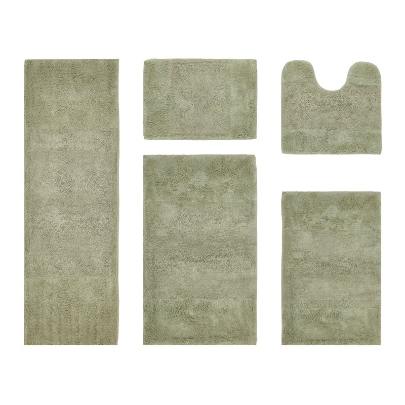 Makaylynn Premium 100% Cotton 5 Piece Bath Rug Sets with Non-Slip Backing, Machine Washable, Luxurious Solid Pattern Super Absorbent & Tufted Weave Bath Mat for Bathroom, Shower, and Tub