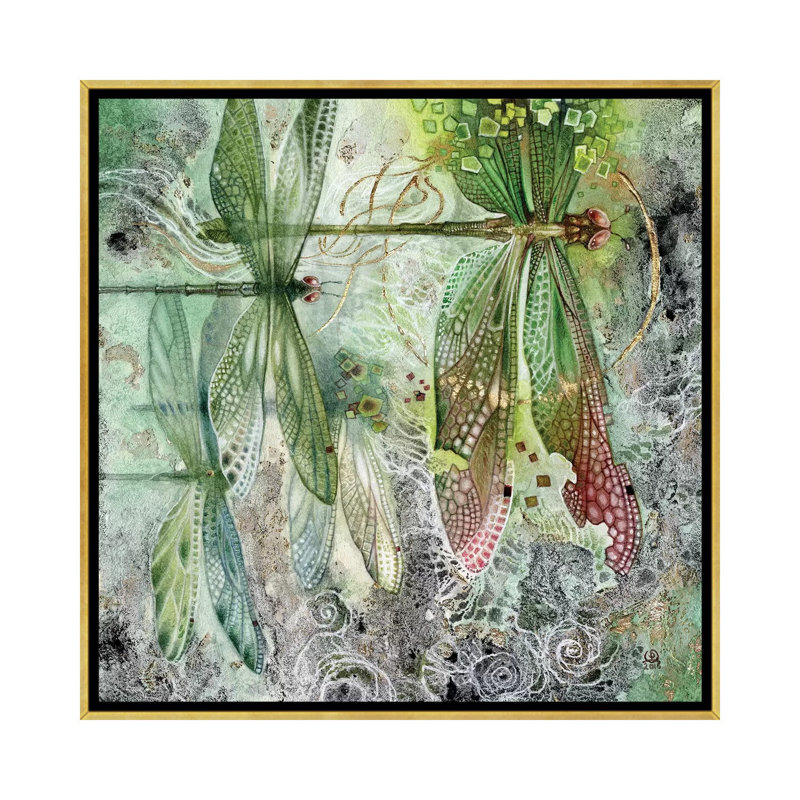 Flow par Stephanie Law - impression d'art graphique, Toile encadrée d'or, Aucun mat, H 18 po x l 18 po x 1,5 po