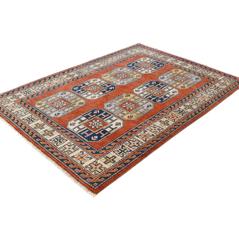 Tapis oriental moderne unique orange 4 x 6 One-of-a-Kind