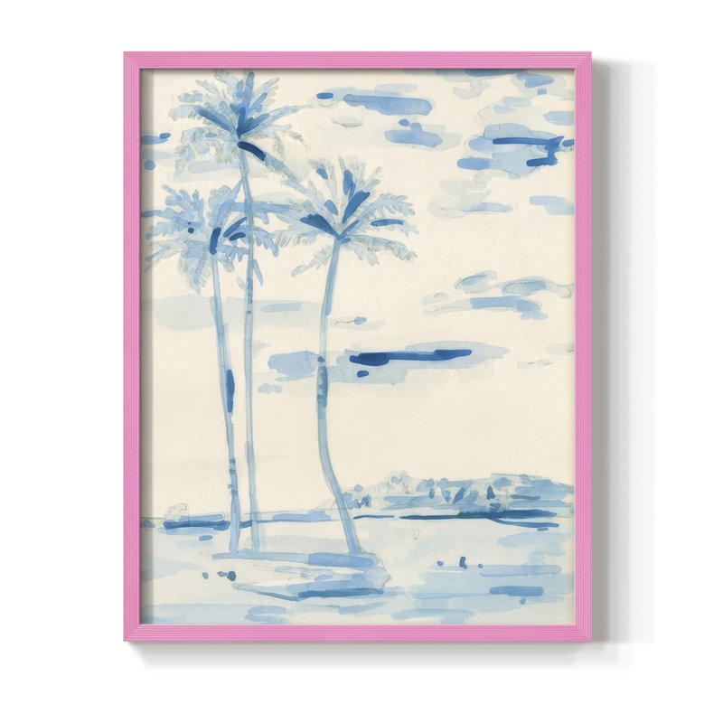«Coconut Grove II», reproduction encadrée - bois massif, Rose, H 11 po x l 9 po