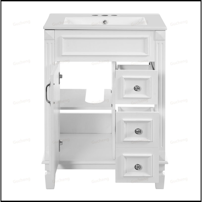 Meuble-lavabo 24 po avec 2 tiroirs et tablette réglable, Blanc
