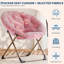 Flower Shaped Folding Saucer Lounge Chair with Gold Metal Legs, Oversized Plush PP Cotton Accent Seat Supports 300 LBS, Foldable No Assembly for Bedroom, Dorm and Living Room, Pink