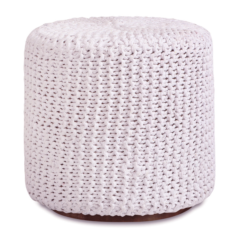 Repose-pieds rembourré en coton Tweedy, 100 % coton blanc