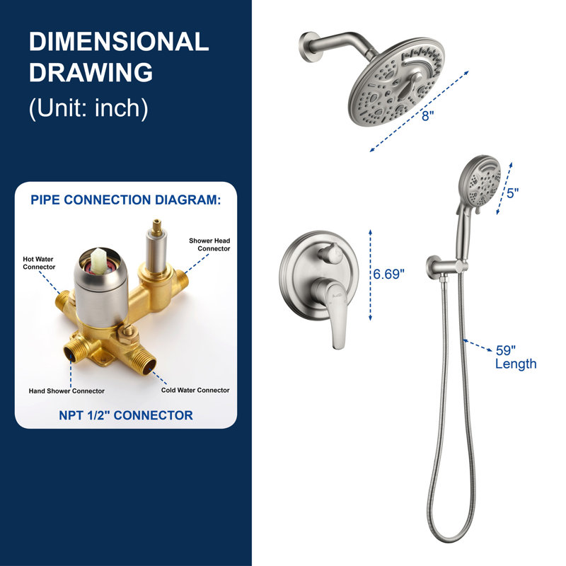 All-In-One Kit with Rough in-Valve, Brushed Nickel