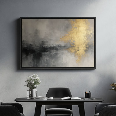 Art mural encadré sur toile - textures murales abstraites grises pour chambre à coucher - 16 po x 24 po