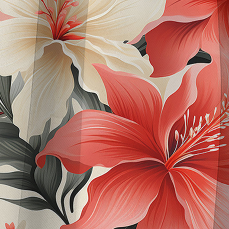 Delicate Neutrals Tropical Pattern III Blackout Single Curtain Panel, 52" W x 120" L