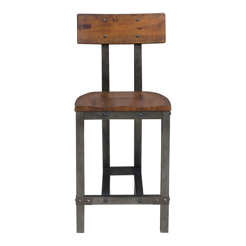Ensemble de 8 chaises à hauteur de comptoir en placage de bois rustique brun