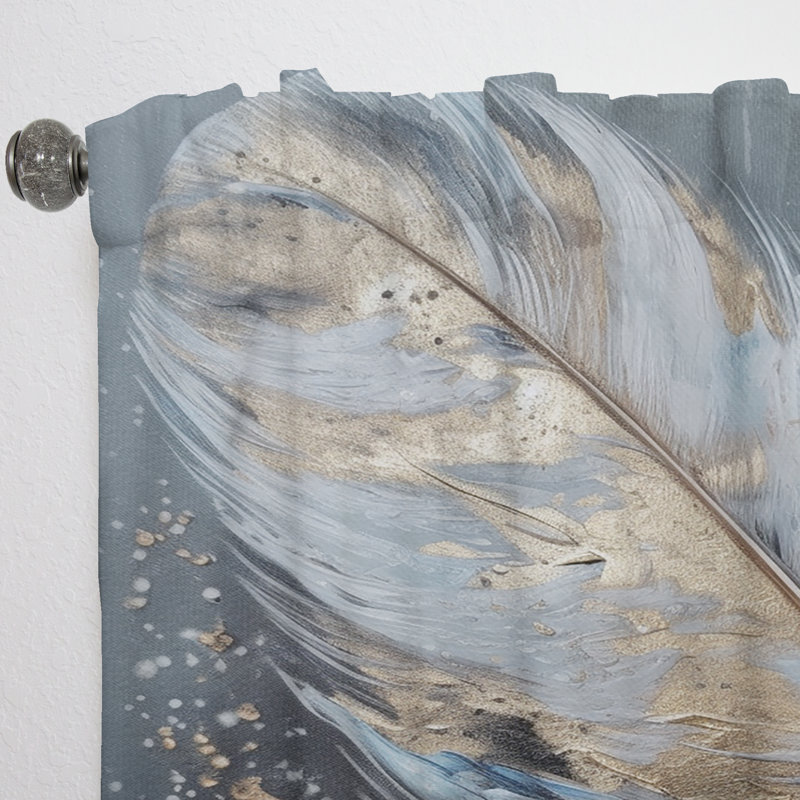 Ballerini - Gold Feather Wanderlust II - Modern Velvet Curtain - Room Darkening - 1 panel, 52" W x 90" L