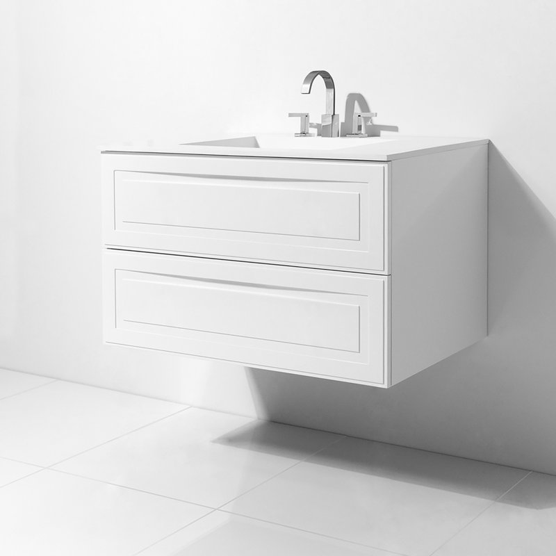 Cavinder 30.25'' Single Bathroom Vanity with Polyglomerate Top, White