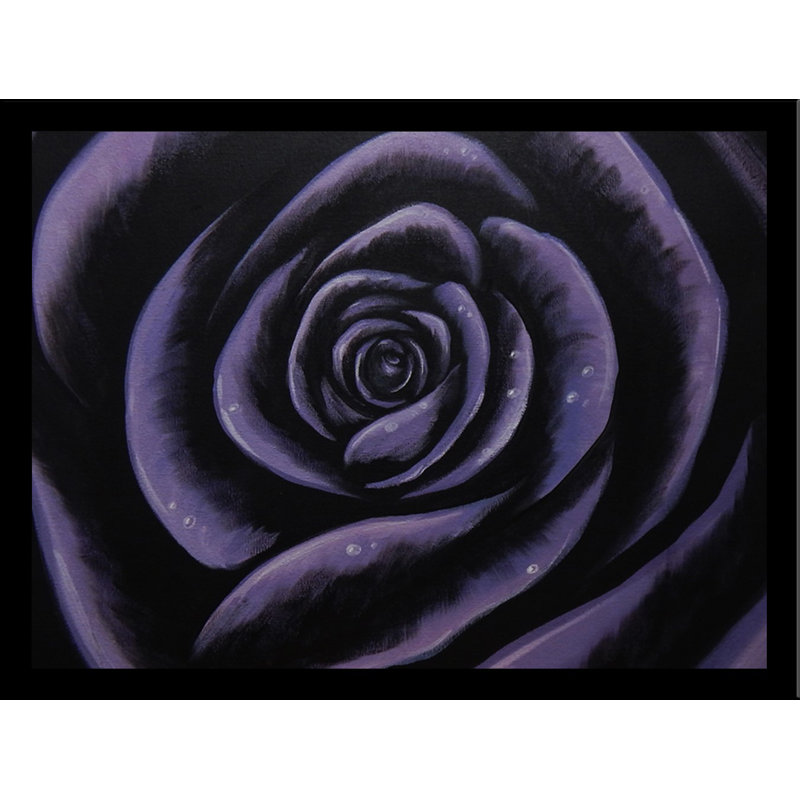 «Purple Rose» par Ed Capeau - impression, H 10,5 po x l 12,5 po, Papier avec cadre noir, Sans mat