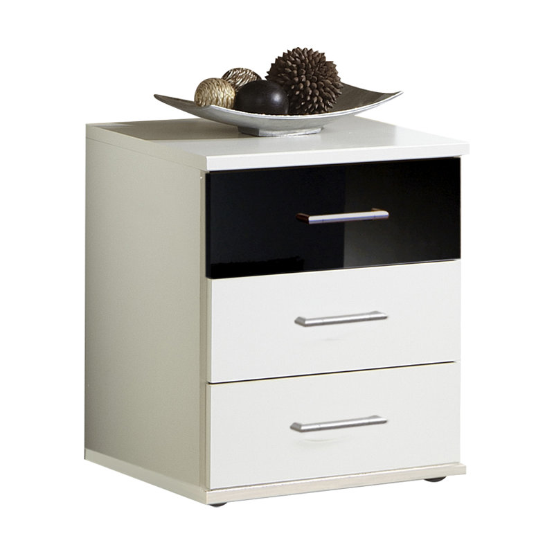 Grus 46cm W Manufactured Wood Bedside Table, Black and White