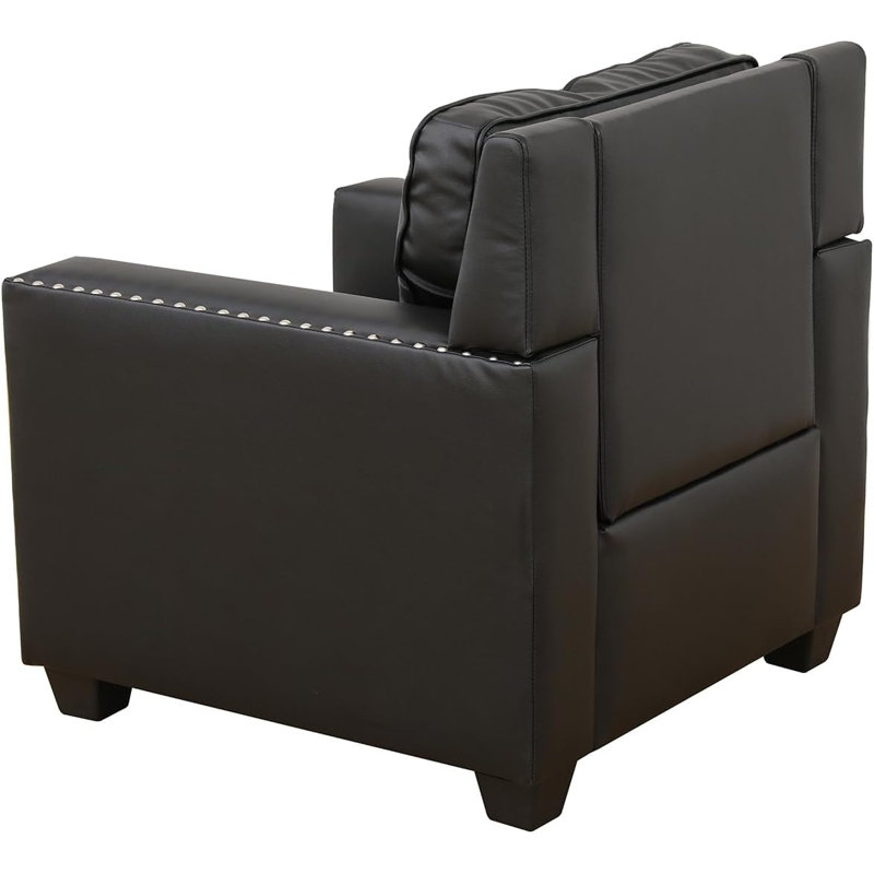 Fauteuil transitionnel rembourré 34,5 po avec garniture cloutée et coussins moelleux