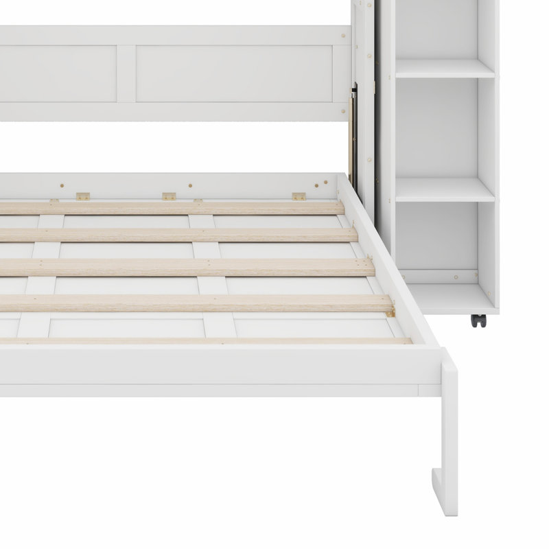 Lit escamotable mural Murphy avec portes de rangement, Blanc