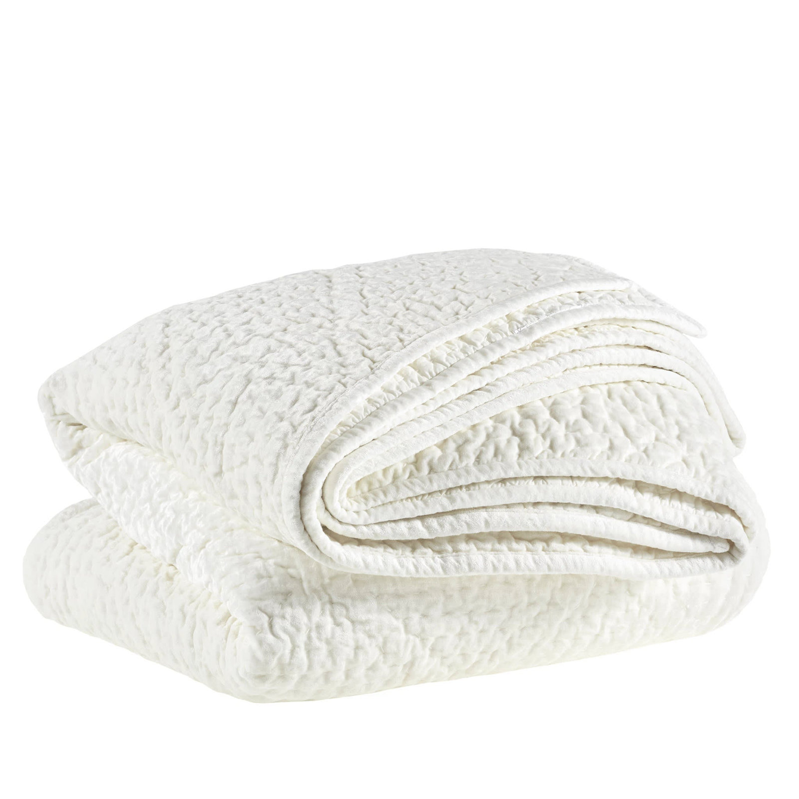 Parisienne Velvet Quilt Set, Dove White, King Quilt