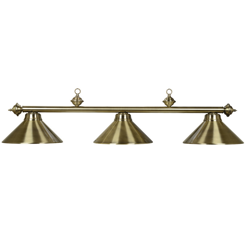 Luminaire suspendu linéaire à 3 lumières pour table de billard Bowdon par RAM Game Room, Laiton antique