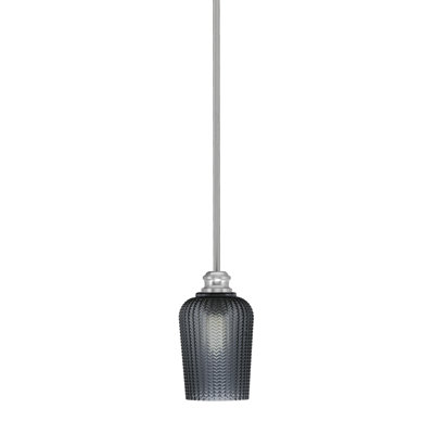 Edge Stem Hung Mini Pendant With 5" Smoke Textured Glass