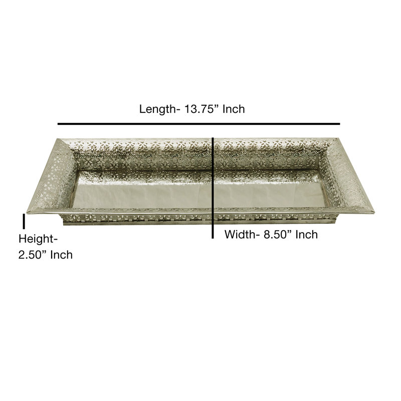 Perforated Trays Metal Tray, 2.5" H x 13.75" L x 8.5" W, Silver