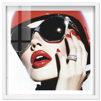 Red Hot Glam Shadowbox Print Fashion Wall Decor by Notoriart, White Frame, 12 x 12