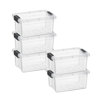 Superio 1.85 Qt. Clear Mini Storage Bins with Lids, 5 Pack- Plastic Storage Boxes for Home