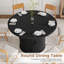 Table de salle à manger de 47 po avec rangement noir, table ronde moderne pour 4 personnes, table de cuisine avec tablettes de rangement à 2 couches, table de salle à manger circulaire-1443761546