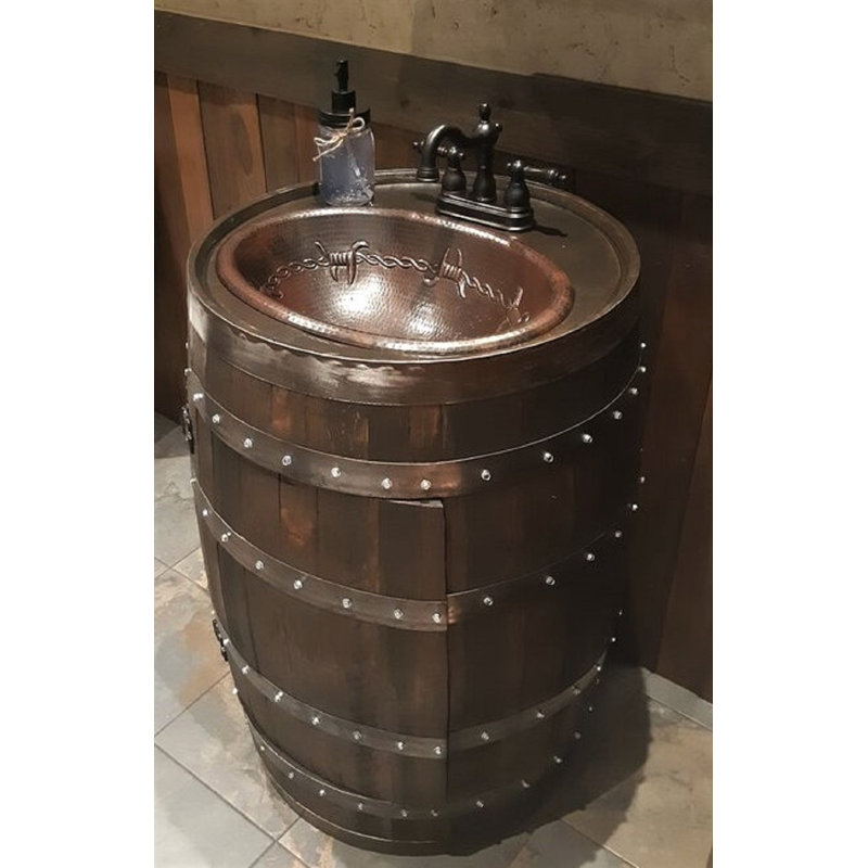 Lavabo de salle de bain ovale 19 "en cuivre avec fil barbelé, drain inclus