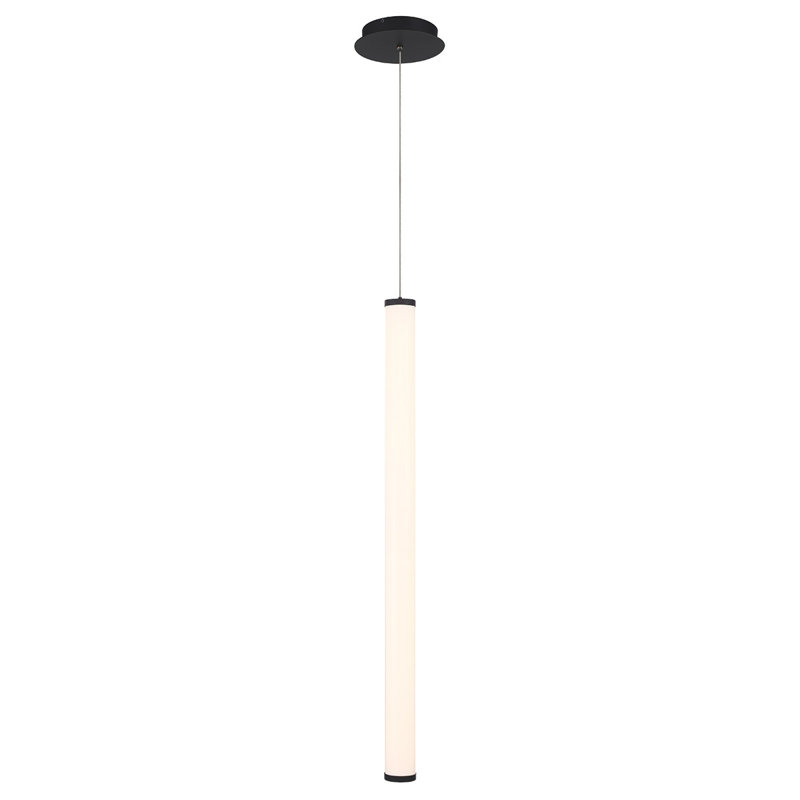 Luminaire suspendu cylindrique à 1 lumière DEL Mizuki, Noir, 37"