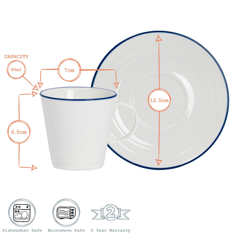 Nicola Spring - White Farmhouse Espresso Cup & Saucer