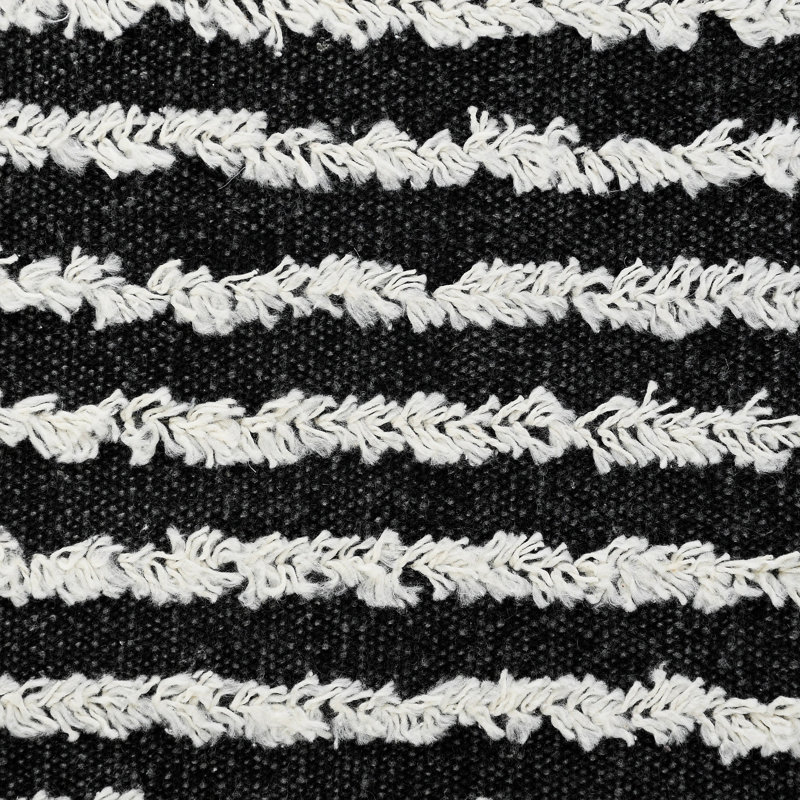 Coussin décoratif à rayures 100% coton Contemporary, Noir/crème, Housse de coussin seulement - sans coussin