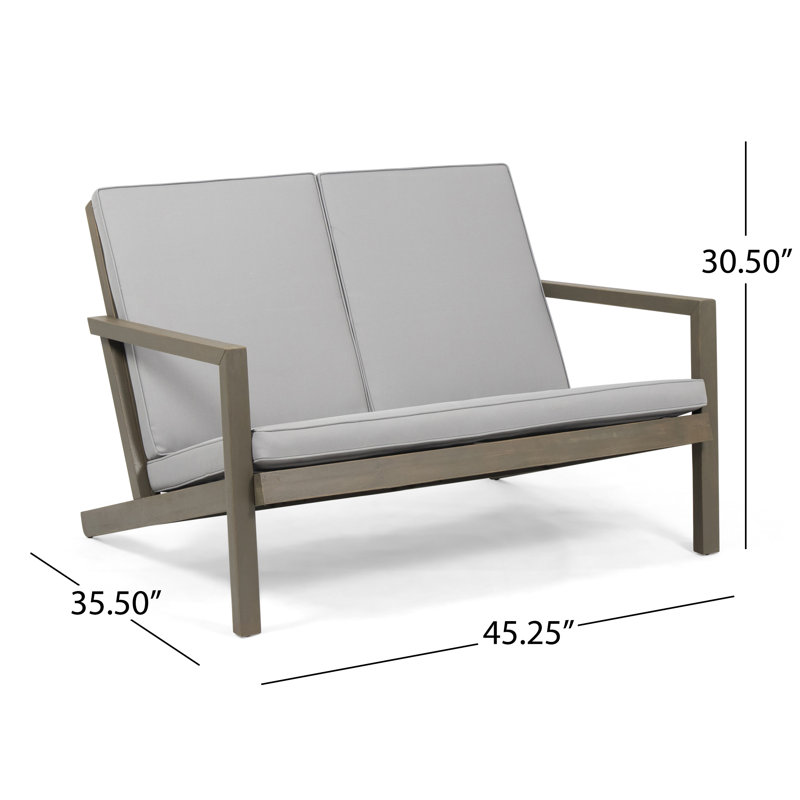 Dalary Acacia 4 - Person Patio Conversation Set, Gray Frame / Gray Cushion