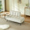 Canapé en velours moderne à deux places de 54 pouces avec dossier et table d'appoint rotative à 360 ° - repose-pieds, banc multi-usage, ensemble de bureau et chaise, conception peu encombrante pour le salon, la chambre à coucher et un appartement