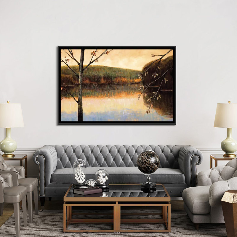 « from the lakeshore », reproduction d’art sur toile, H 40 po x l 60 po x P 1,5 po, Toile avec cadre noir, Pas de tapis