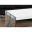 Table d'appoint en stratifié blanc brillant pour le salon, L 44 po, verre trempé transparent, café rectangulaire contemporain moderne en stratifié, avec cocktail de chambre