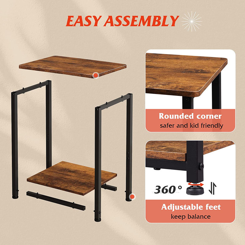 Yailen Solid Wood Top End Table Set
