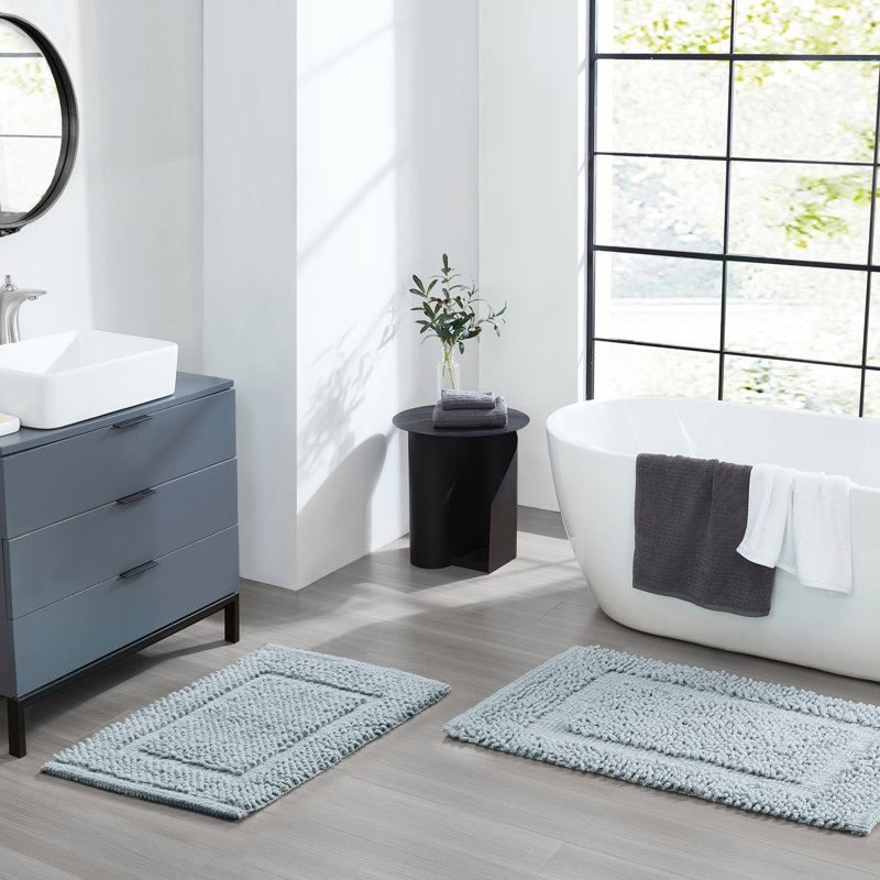 Payten Classic Cotton Bath Mat, Pale Blue, Set of 2 - 17" W x 24"L / 20"W x 32"L