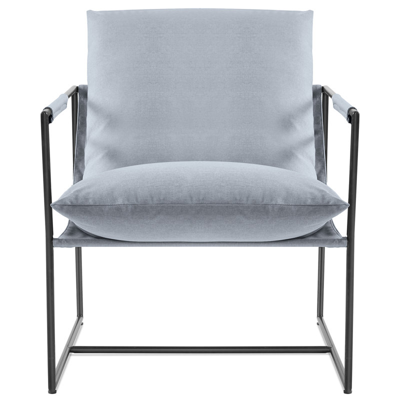 Chaise d'appoint rembourrée en métal Cliatt, Polyester gris clair
