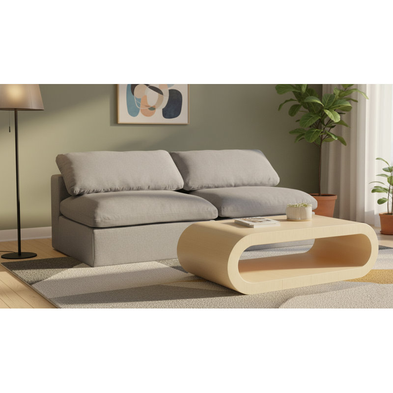 Burrows Upholstered Sofa, Grey Linen Textured Fabric, 32" H x 78" W x 40" D