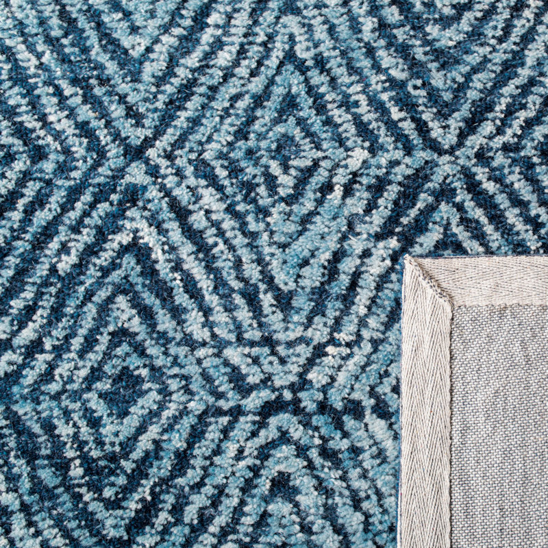Angellique Handmade Tufted Wool Navy Area Rug, Square 7'