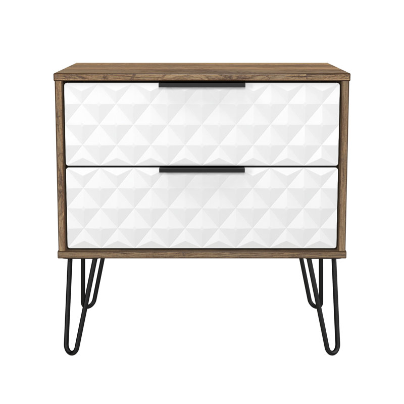 Harlequin 58cm W Manufactured Wood Bedside Table, White/Brown