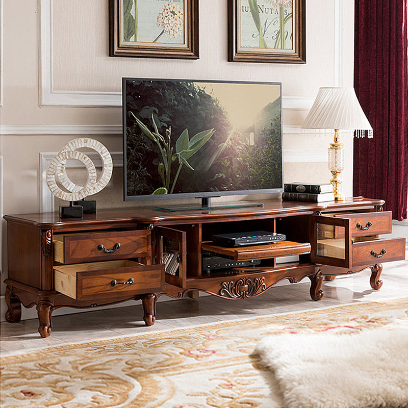 Meuble télé avec rangement American Retro, H 21,65 po x l 86,61 po x P 21,65 po