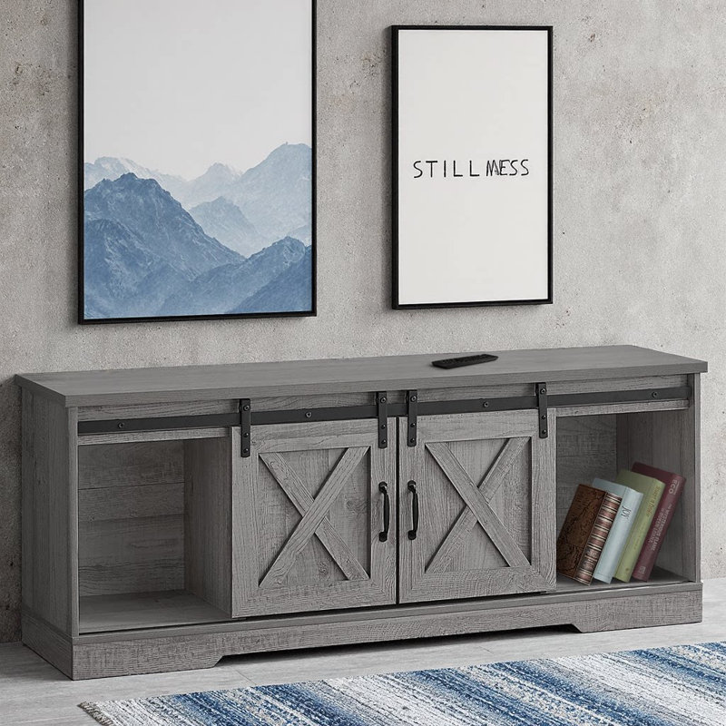 Meuble télé 60 pouces Modern Farmhouse, Gris