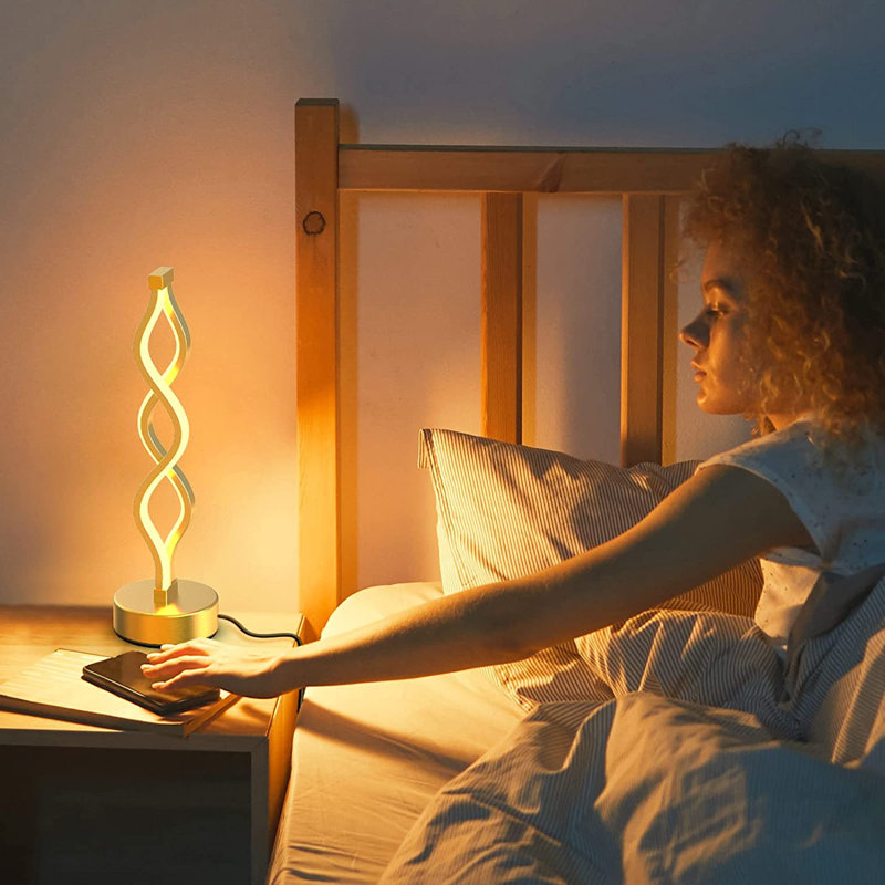 Lampe de table à DEL en spirale dorée (ensemble de 2)