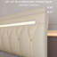 Cadre de lit double avec lumière DEL, station de charge et tête de lit réglable, support de lattes en bois, haut-parleur Bluetooth, aucun sommier nécessaire-1869852684