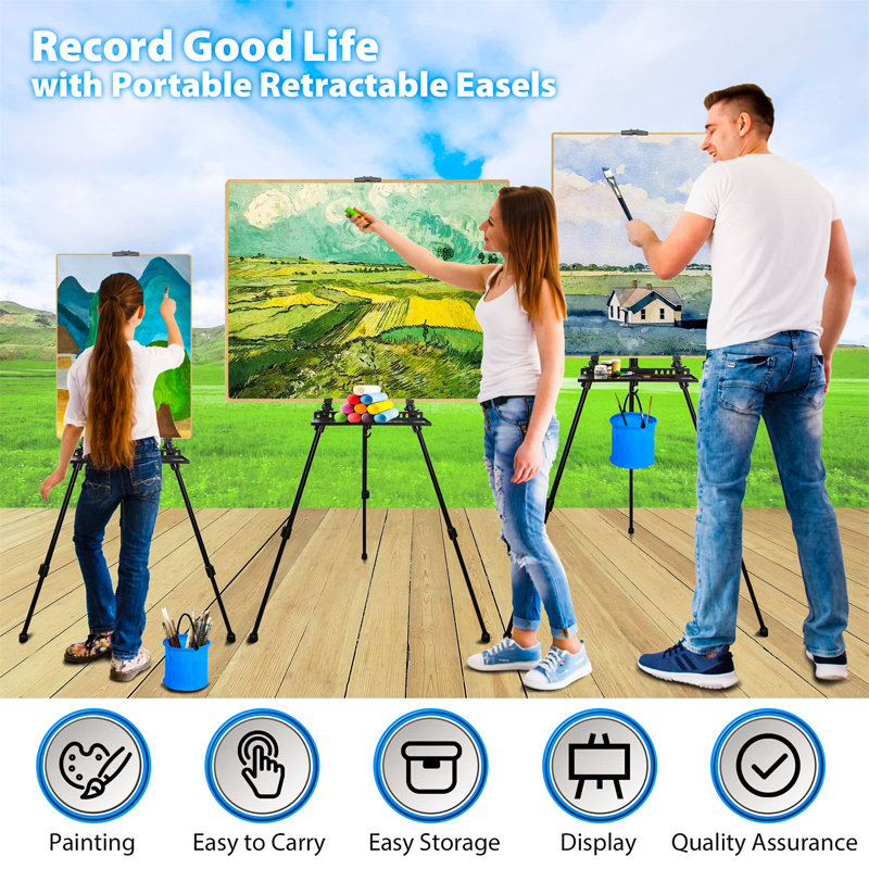 Inbox Zero Folding Adjustable Metal Tripod Easel