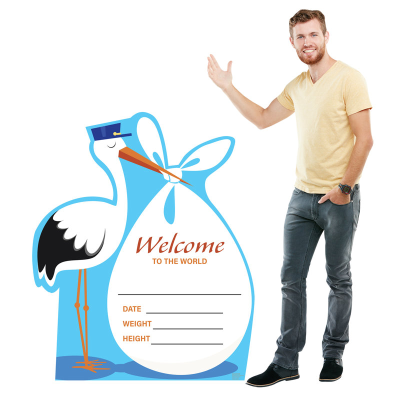 It's a Boy Stork Cardboard Standup, Bleu