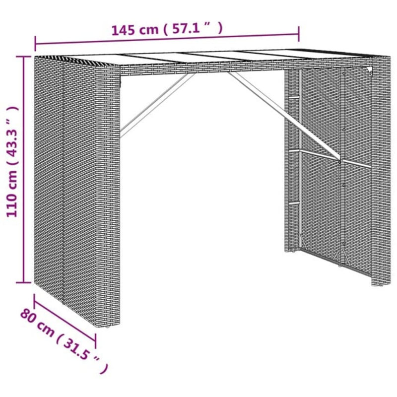Patio Dining Set with, Grey; Black, 110 cm H x 145 cm W x 80 cm D, 6, 7, Grey
