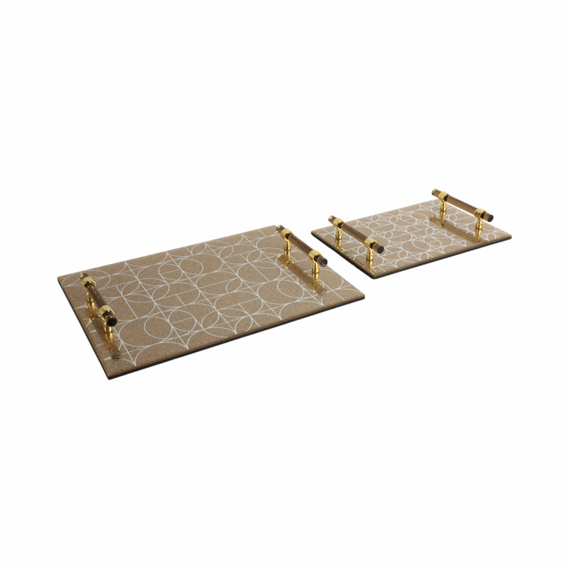Elegant Glass Serving Trays With Modern Handles - Decorative And Functional Tabletop Display - Stylish And Versatile Accent Set Of 2
