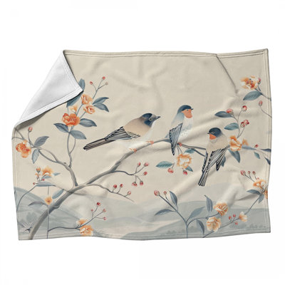 Jeté en molleton Birds - Jetés d'animaux pour canapés ou lits