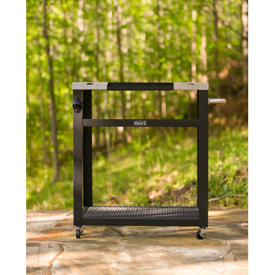Chariot de gril et table de préparation pour l'extérieur 30 po x 20 po avec plateau en acier inoxydable, station de préparation pour barbecue avec roulettes