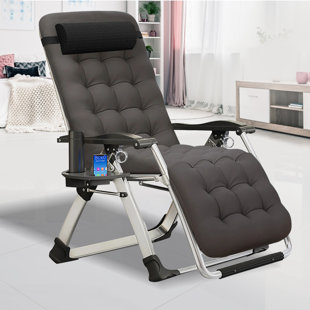 Zero Gravity Chair, Reclining Lounge Chair with Removable Cushion & Tray for Indoor and Outdoor Latitude Run Color: Gray