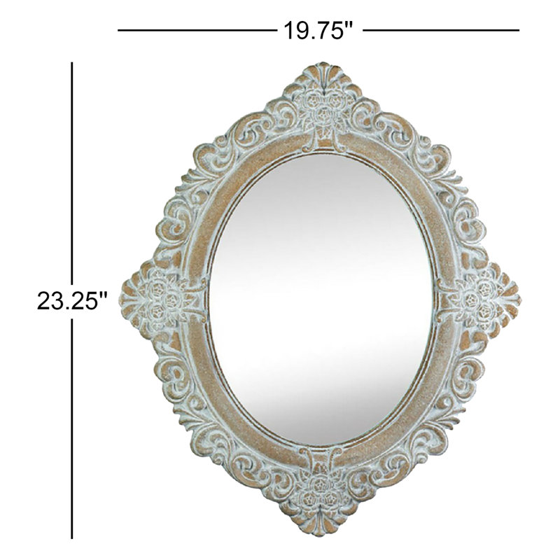 Elegant Amelia Taupe Oval Wood Wall Mirror, 20"x24"